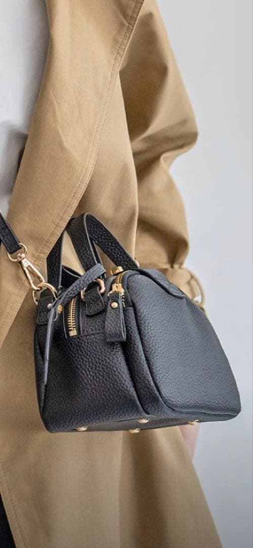 【美品】ヘイニ　ベイビーロシェ　ショルダーバッグ　本革　黒　金具金