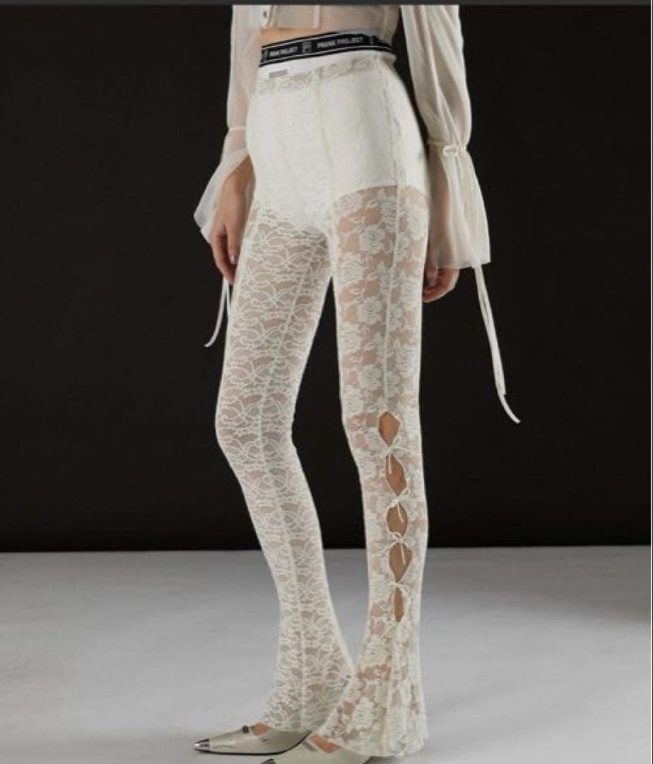 新品 PRANK PROJECT レースフレアレギンス ホワイト フリーサイズ