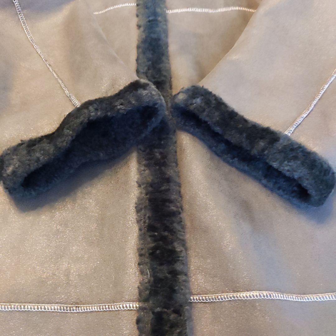 フェイクムートンロングコート フォックスファー付きフード 大きいサイズ 3XL