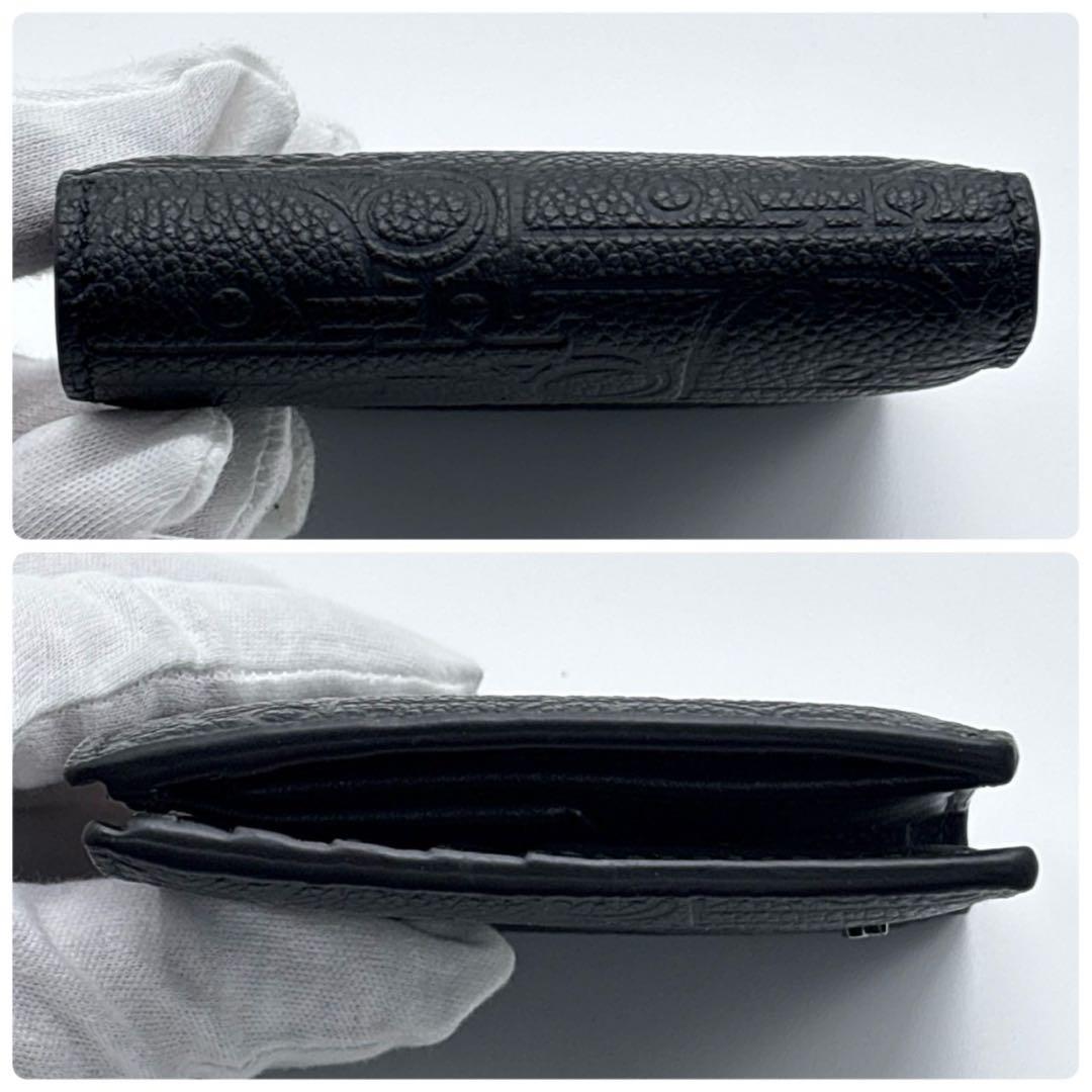 【極美品】クリスチャンディオール 2つ折り財布 グラビティ　シボ革　ブラック 黒