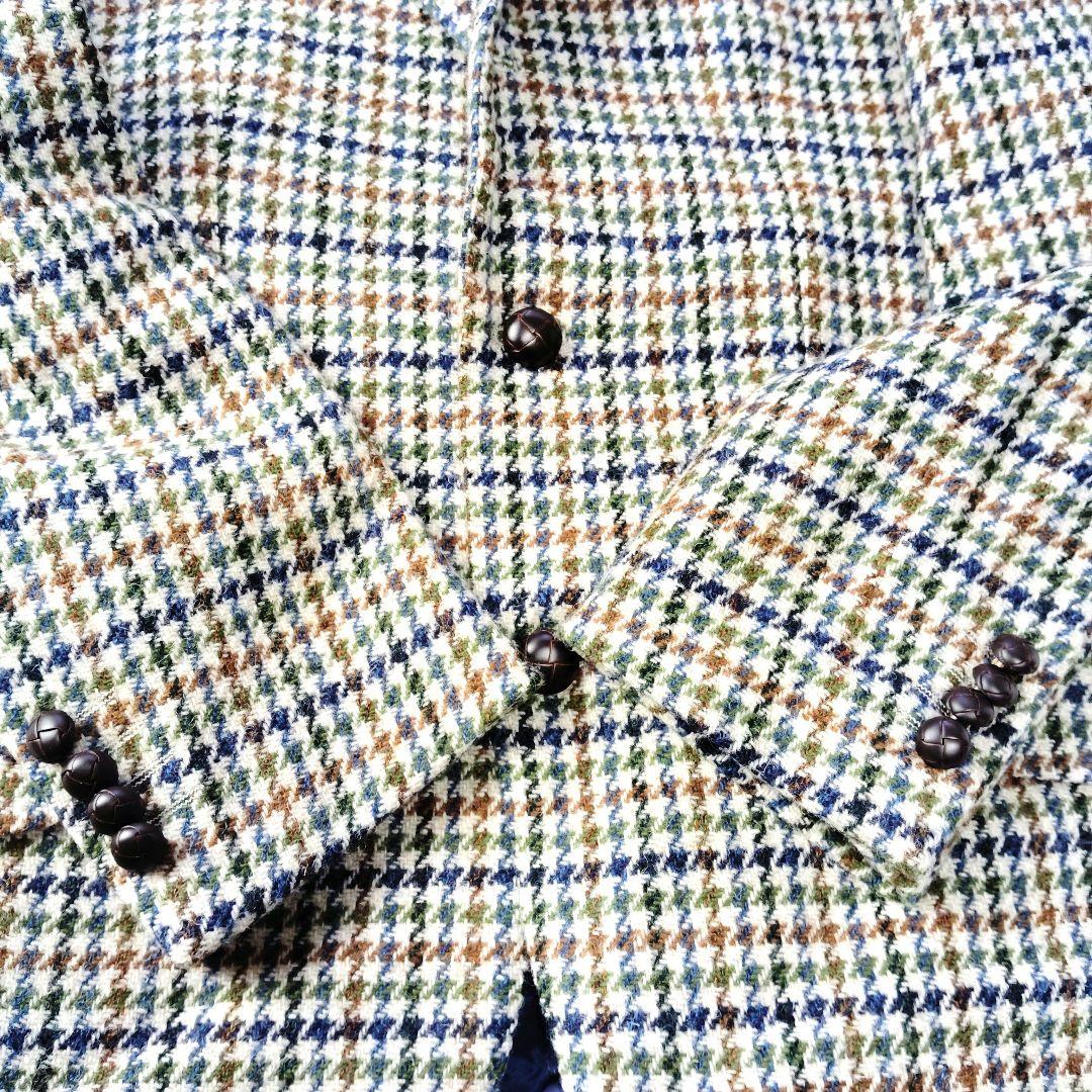 【極美品】ハリスツイード　千鳥格子テーラードジャケット　ピュアニューウール