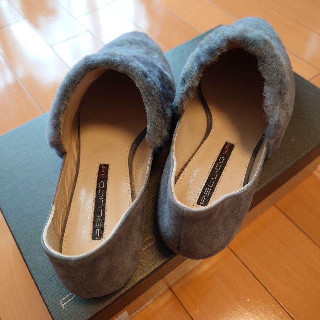 新品 PELLICO SUNNY ムートンバブーシュ グレー 35