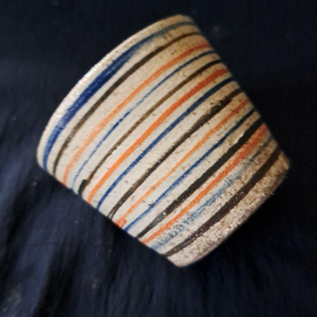 「ロマンいっぱい、輪線文！」 古瀬戸蕎麦猪口(直径6.5cm) 骨董アンティー