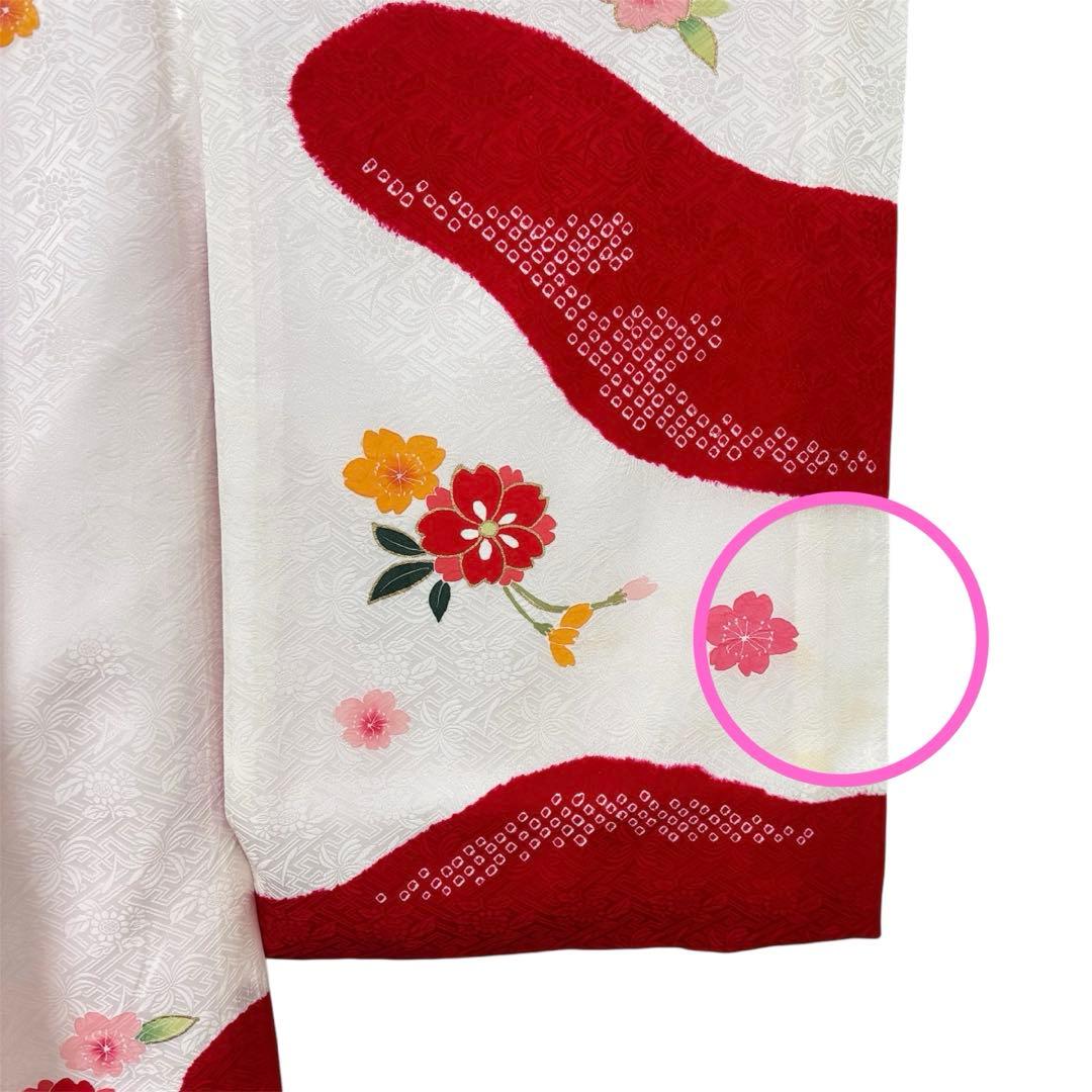 【訳あり特価・未使用】手書き京友禅 本絞り 古典桶絞り お宮参り 産着 赤