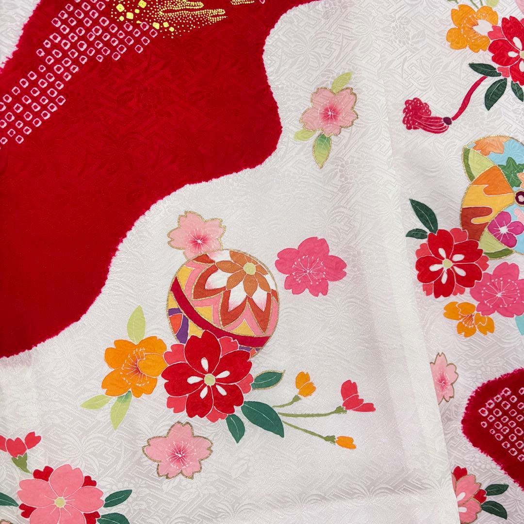 【訳あり特価・未使用】手書き京友禅 本絞り 古典桶絞り お宮参り 産着 赤