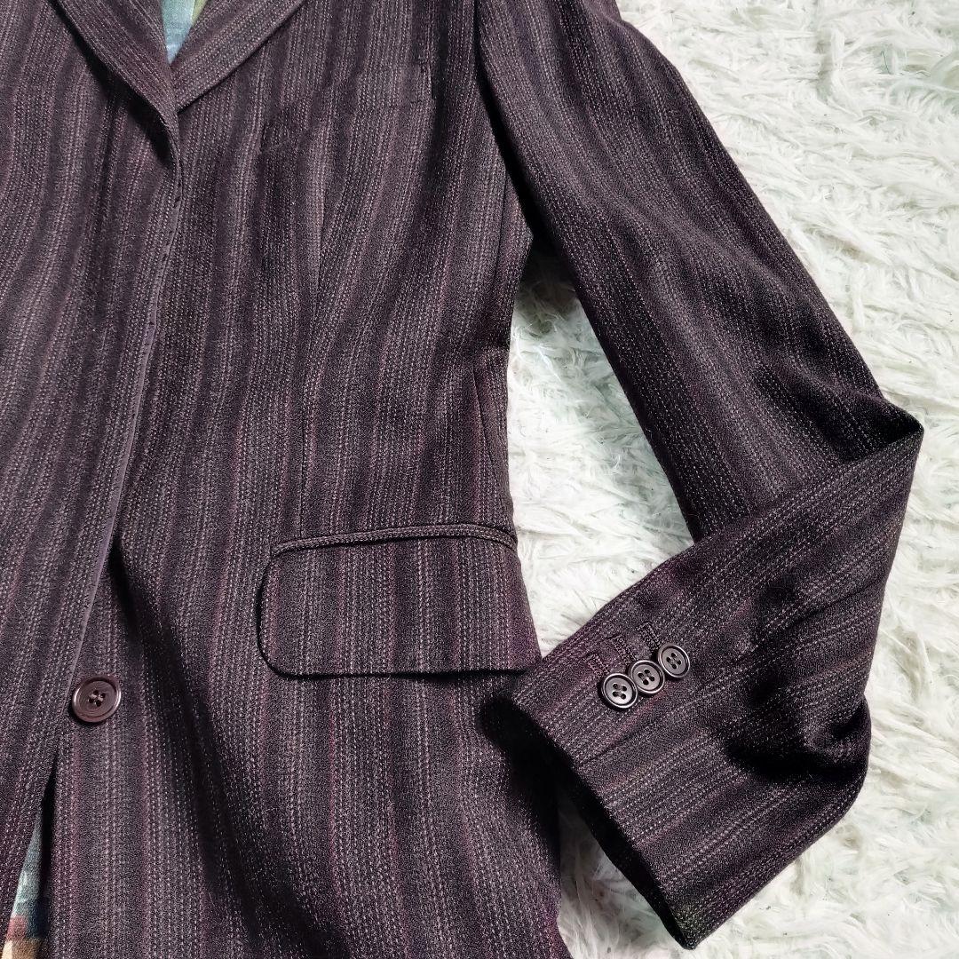 【派手】PS Paul Smith　チェスターコート　裏地総柄　花刺繍　赤焦茶