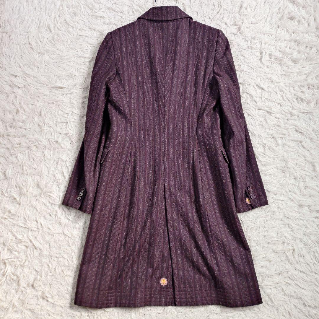 【派手】PS Paul Smith　チェスターコート　裏地総柄　花刺繍　赤焦茶