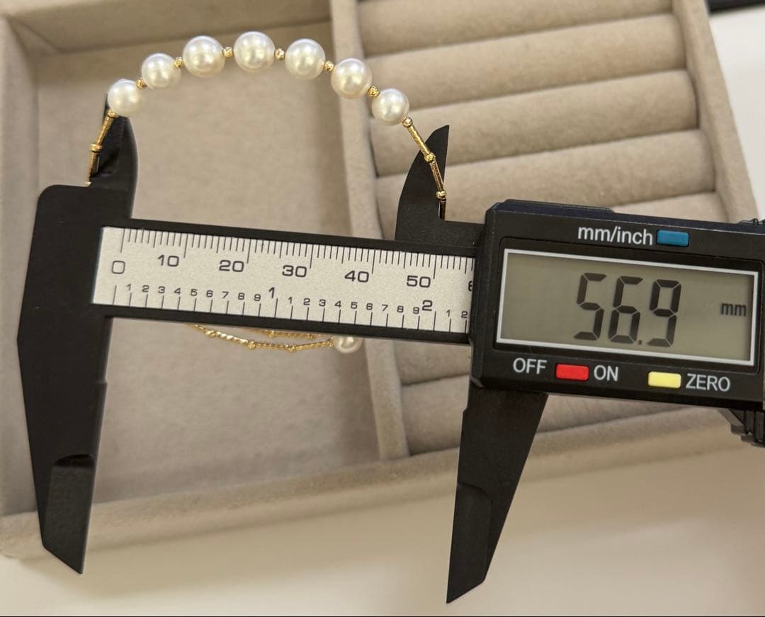 K18淡水パール　デザインブレスレット　バングル　本真珠