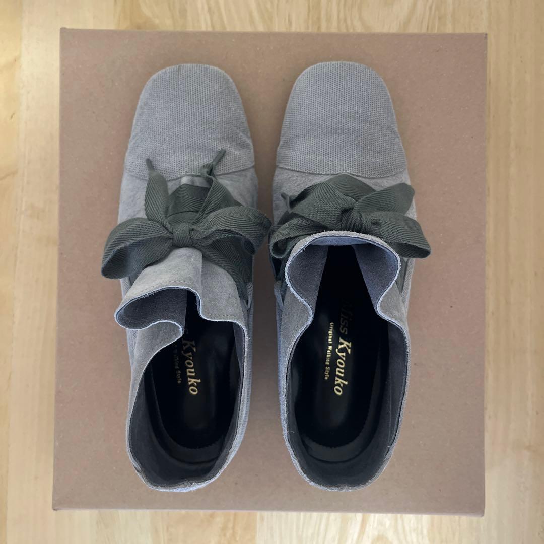 Miss Kyoukoミスキョウコ 靴 コンフォートシューズ リボン グレー