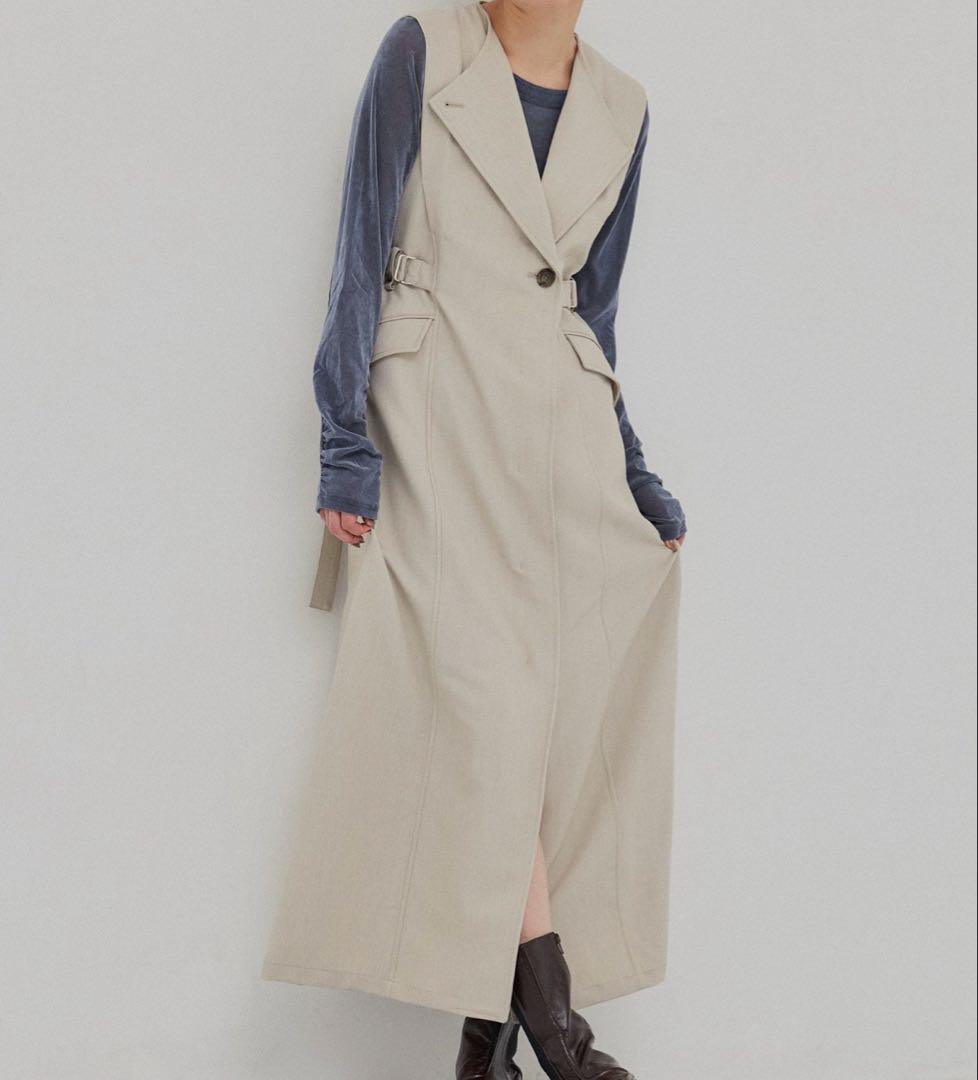 極美品 パブリックトウキョウ 25SS ベルテッドジレワンピース マキシ 洗える