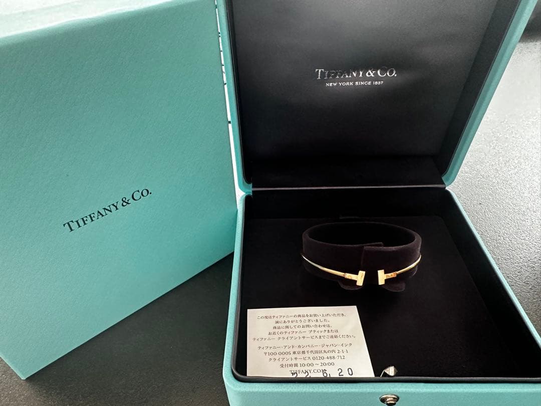 Tiffany Tワイヤーブレスレット　ローズゴールド　S