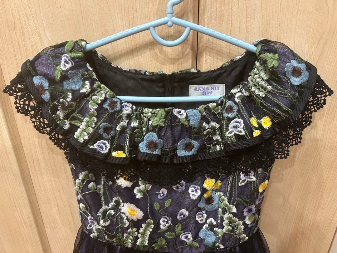 【極美品】アナスイミニ　花刺繍　ドレス　セレモニー　L 130cm 140cm