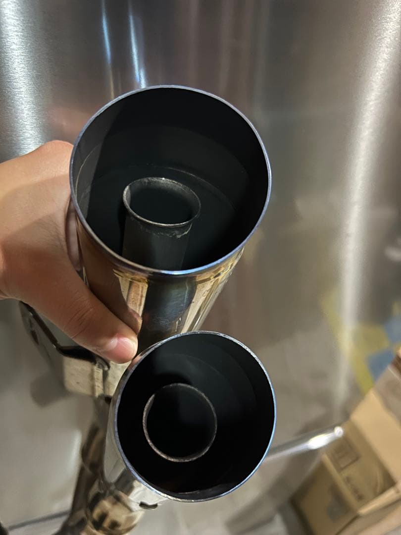 【希少】【良品】オーヴァーレーシング　ツインチタンメガホンスリップオンマフラー