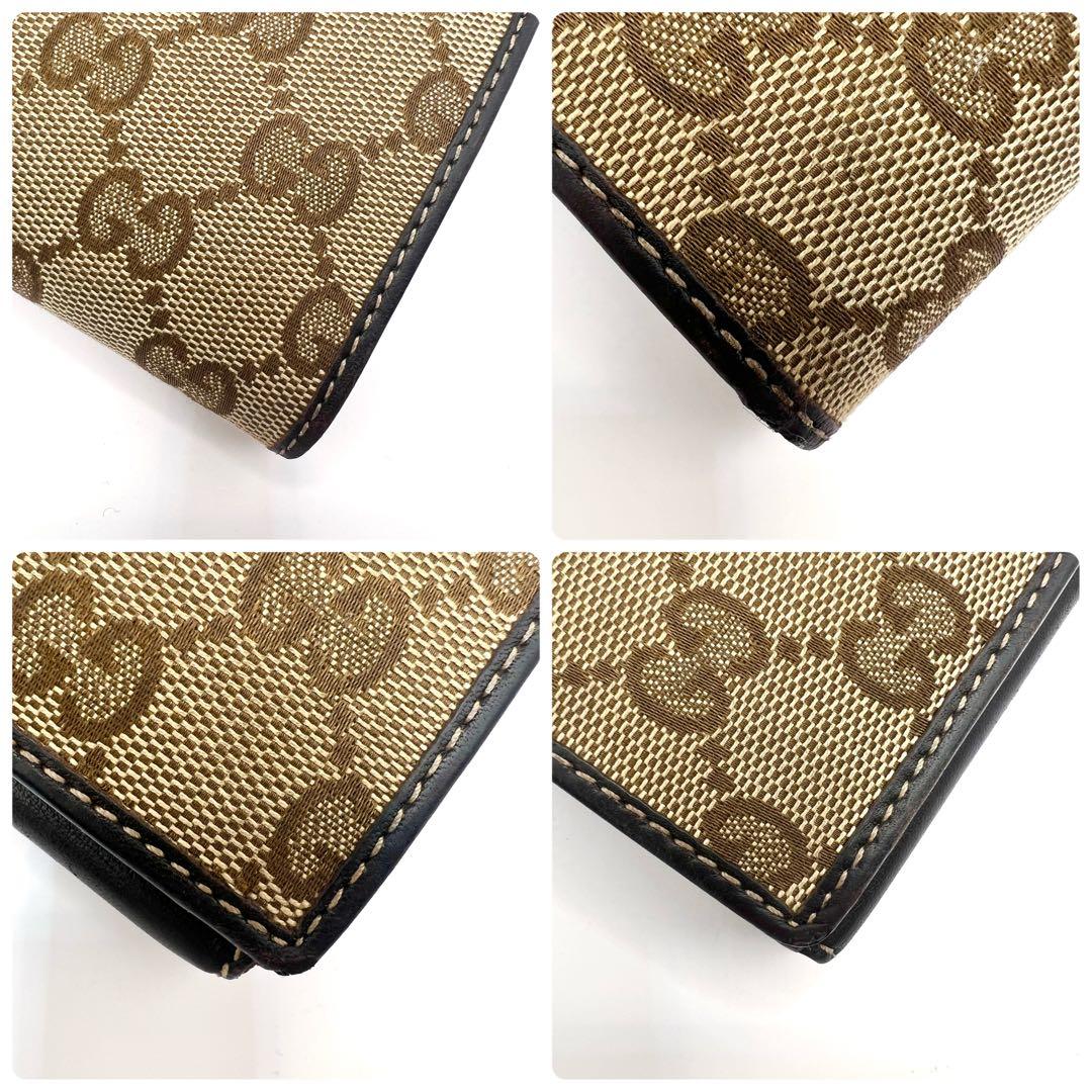 極美品✨GUCCI ラブリーハート GGキャンバス 長財布 Wホック 濃茶