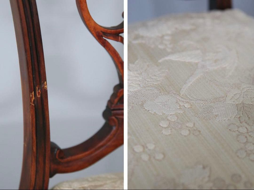 英国アンティーク木製チッペンデールダイニングチェア/サロンイス/レトロ