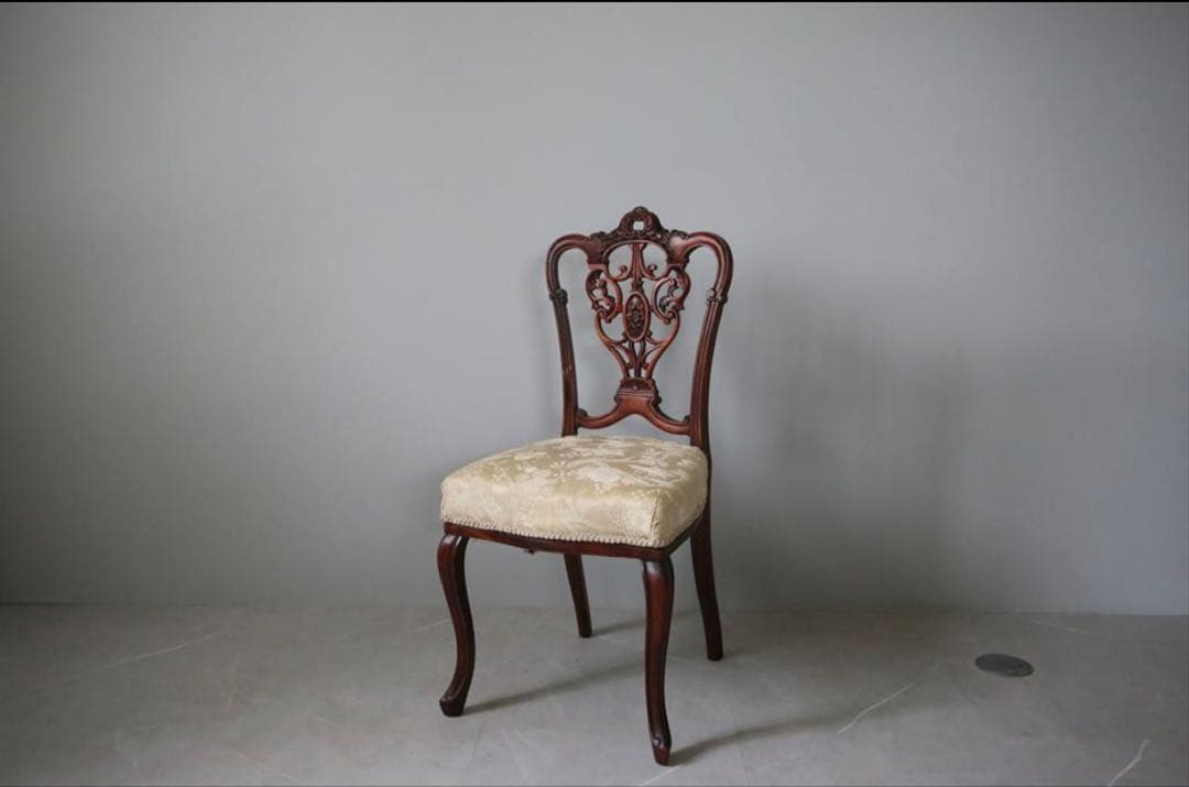 英国アンティーク木製チッペンデールダイニングチェア/サロンイス/レトロ