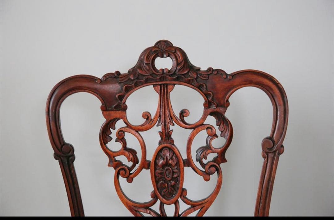 英国アンティーク木製チッペンデールダイニングチェア/サロンイス/レトロ