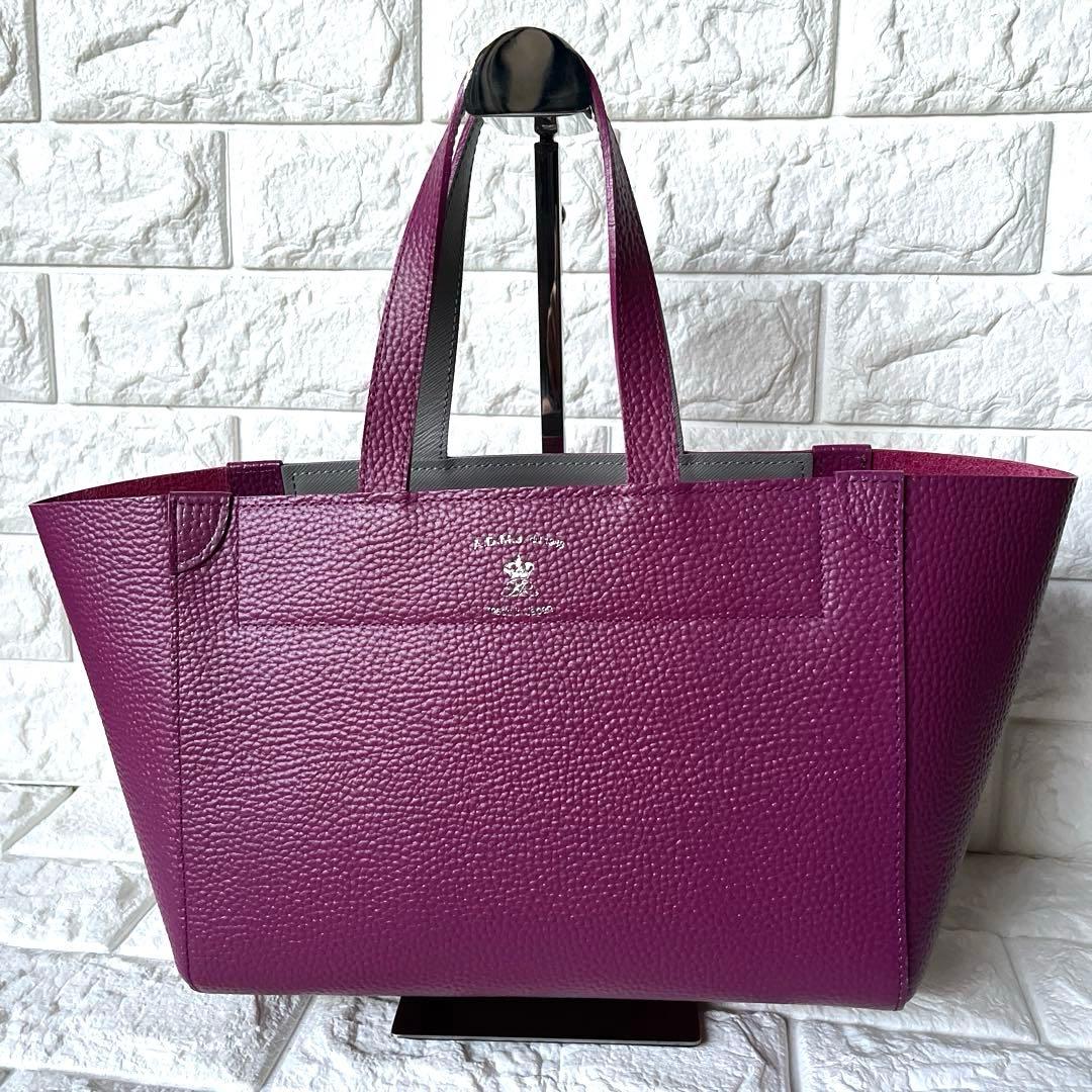 キキララA.D.M.J. トートバッグ 逆台形 パープルシボ革 トート