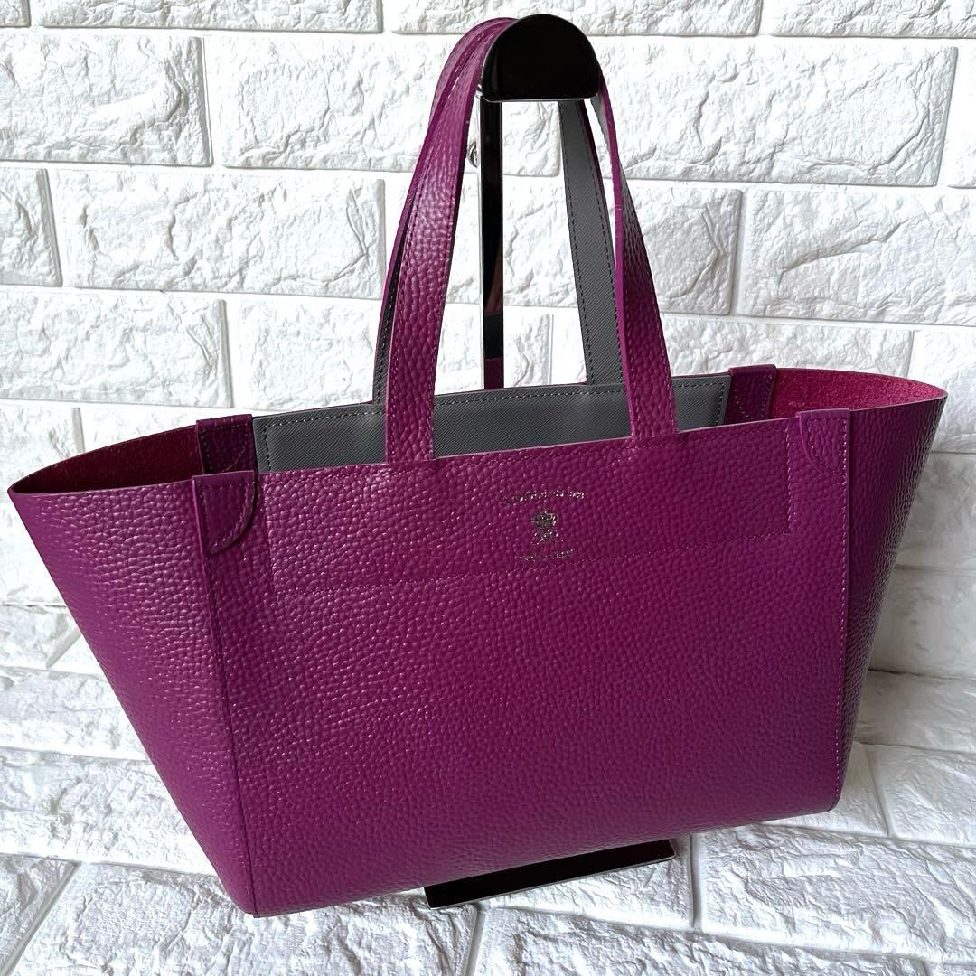 キキララA.D.M.J. トートバッグ 逆台形 パープルシボ革 トート