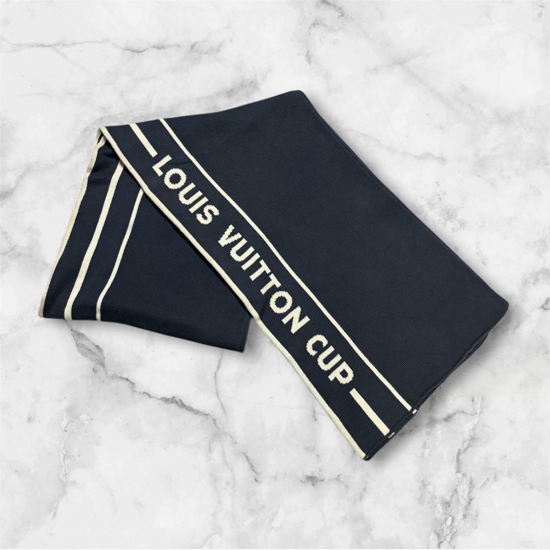 LOUIS VUITTONマフラー ネイビー ヴィトンカップ カシミア
