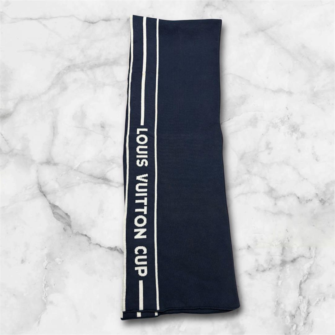 LOUIS VUITTONマフラー ネイビー ヴィトンカップ カシミア