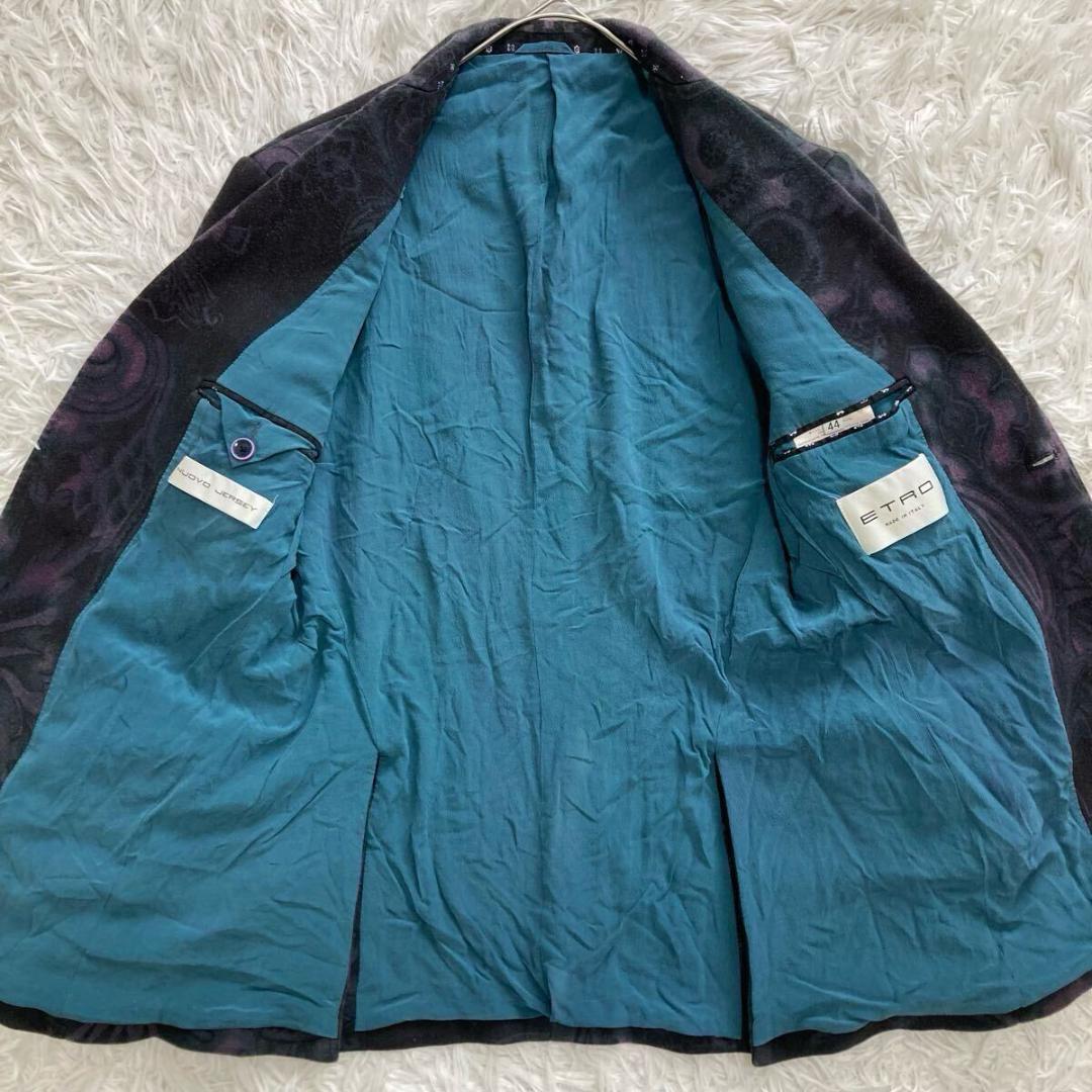 ETRO 全面ペイズリー テーラードジャケット アンコン シルク ベロア 44