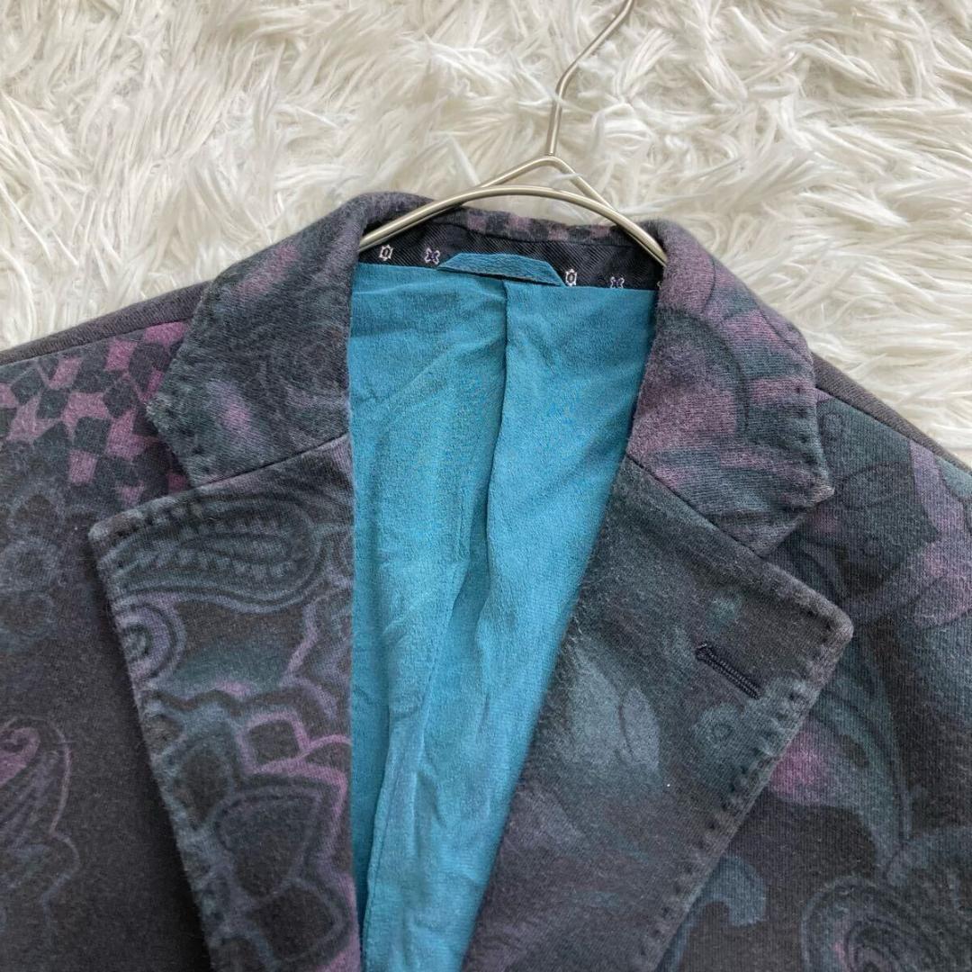 ETRO 全面ペイズリー テーラードジャケット アンコン シルク ベロア 44