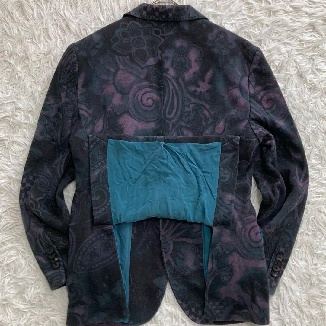ETRO 全面ペイズリー テーラードジャケット アンコン シルク ベロア 44