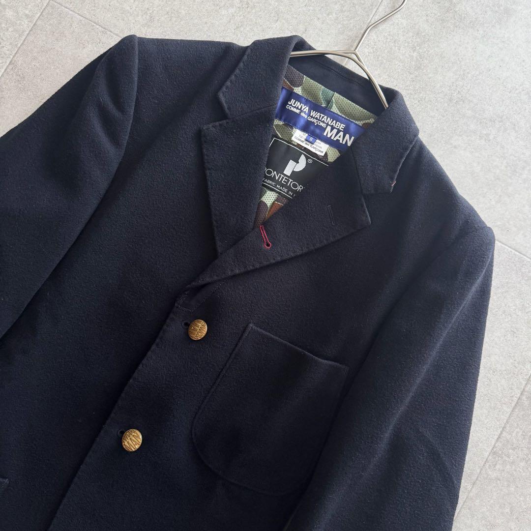 ジュンヤワタナベマン　AD2010　ジャケット　S　カシミヤ混　紺　金ボタン