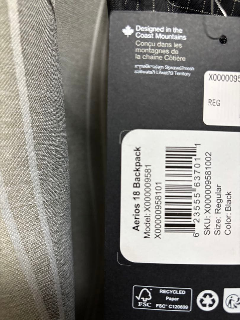 Ryo　　エアリオス18 バックパック　ブラック　国内正規品　新品未使用