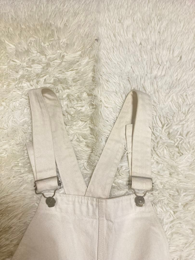 ドゥロワー　ホワイト　デニム　オーバーオール