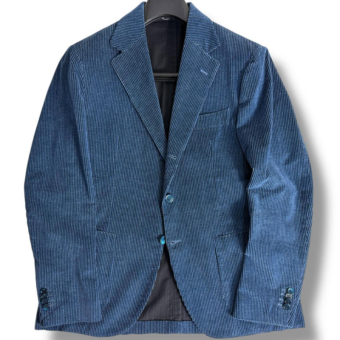 J7377 美品 サルトリオ コーデュロイ セットアップスーツ ネイビー 52