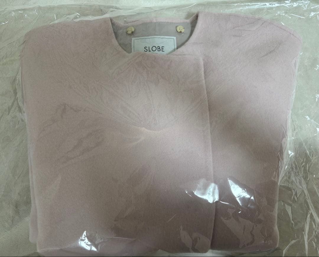 SLOBE IENA ダブルフェイスノーカラーコート・ストール ピンク