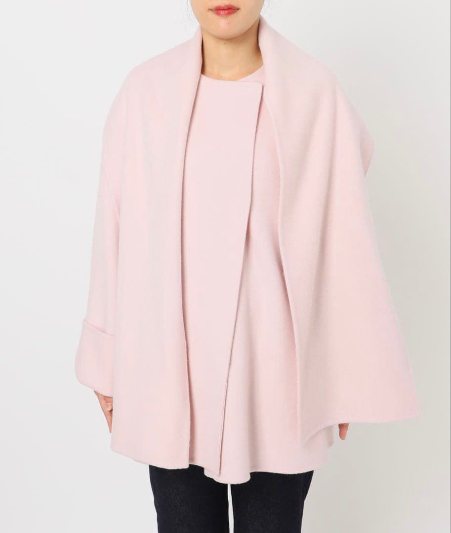SLOBE IENA ダブルフェイスノーカラーコート・ストール ピンク
