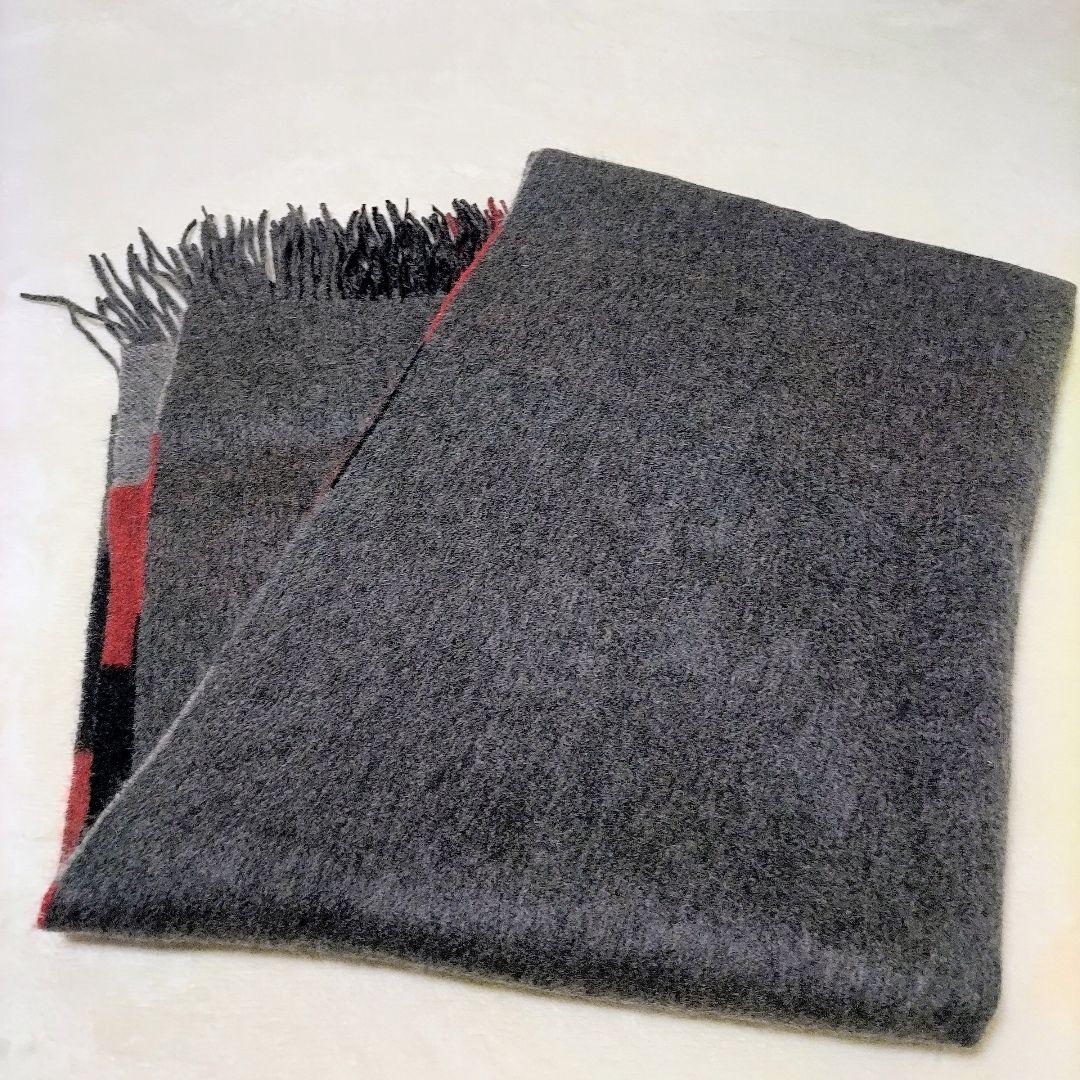 ディノス 美品 ダブルフェイス カシミヤ大判ストール ブロックチェック