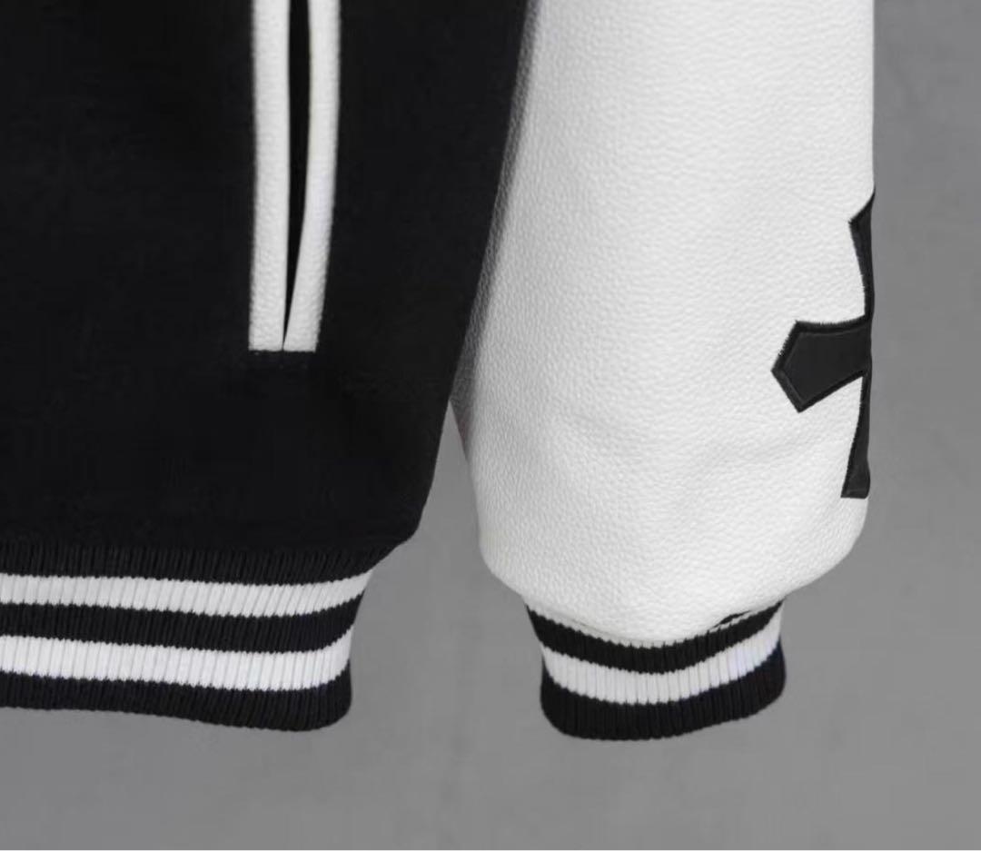 スタジャン 黒白 イーグル刺繍