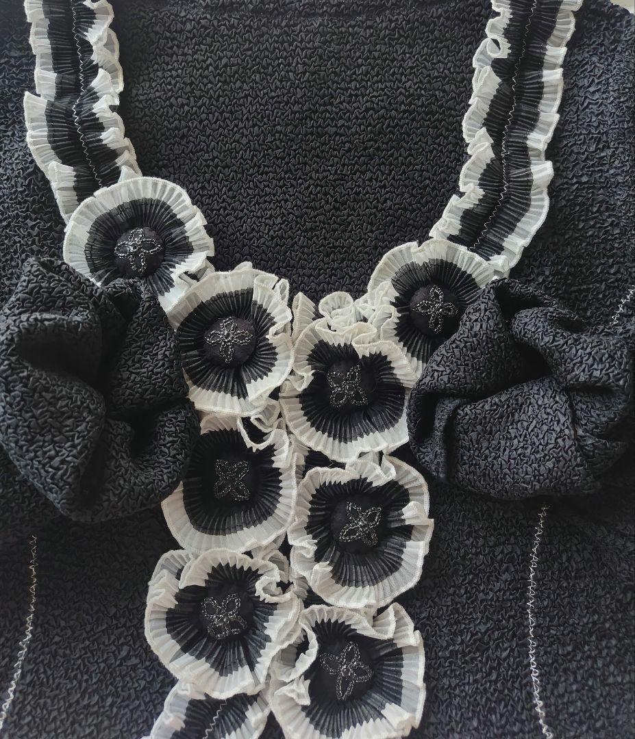 美品✨️ノコオーノ ノーカラージャケット カーディガン　ビジュー フリル