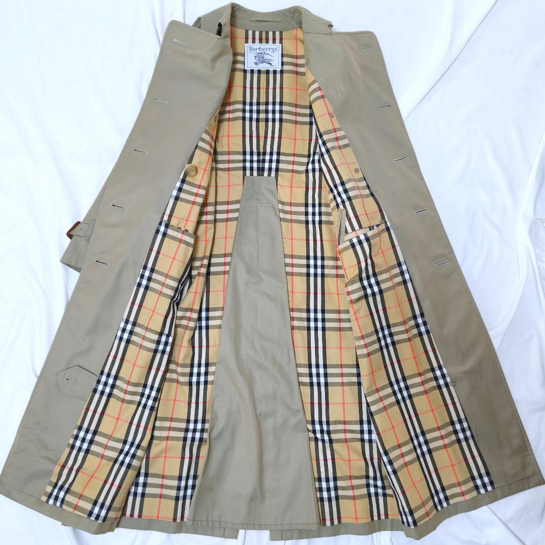 美品✨バーバリー ノバチェック ロングトレンチコート ベルト付 カーキ