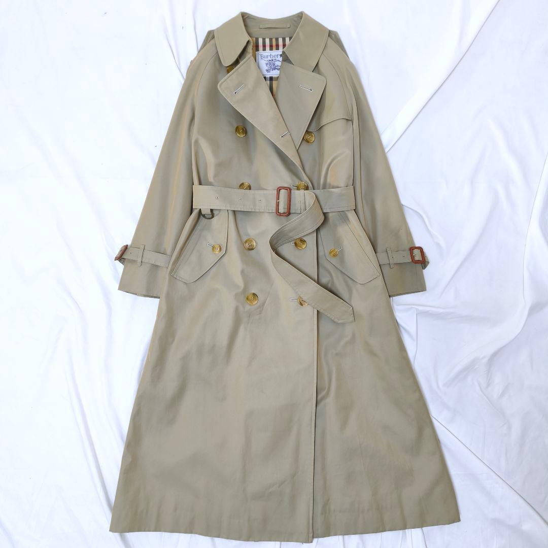美品✨バーバリー ノバチェック ロングトレンチコート ベルト付 カーキ