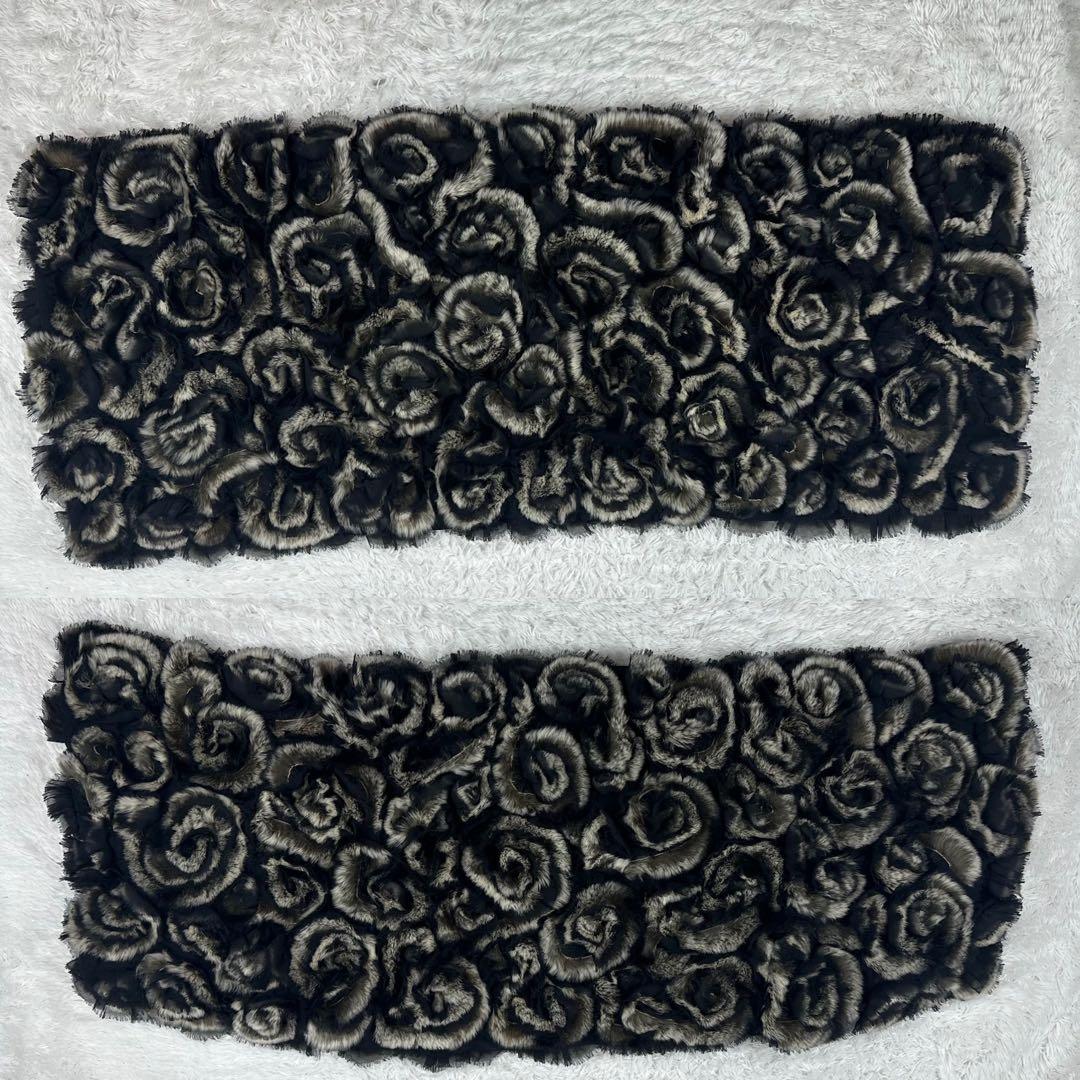 美品✨　ロイヤルチエ　マフラー　ストール　花柄　総柄　バイカラー　黒　ブラック