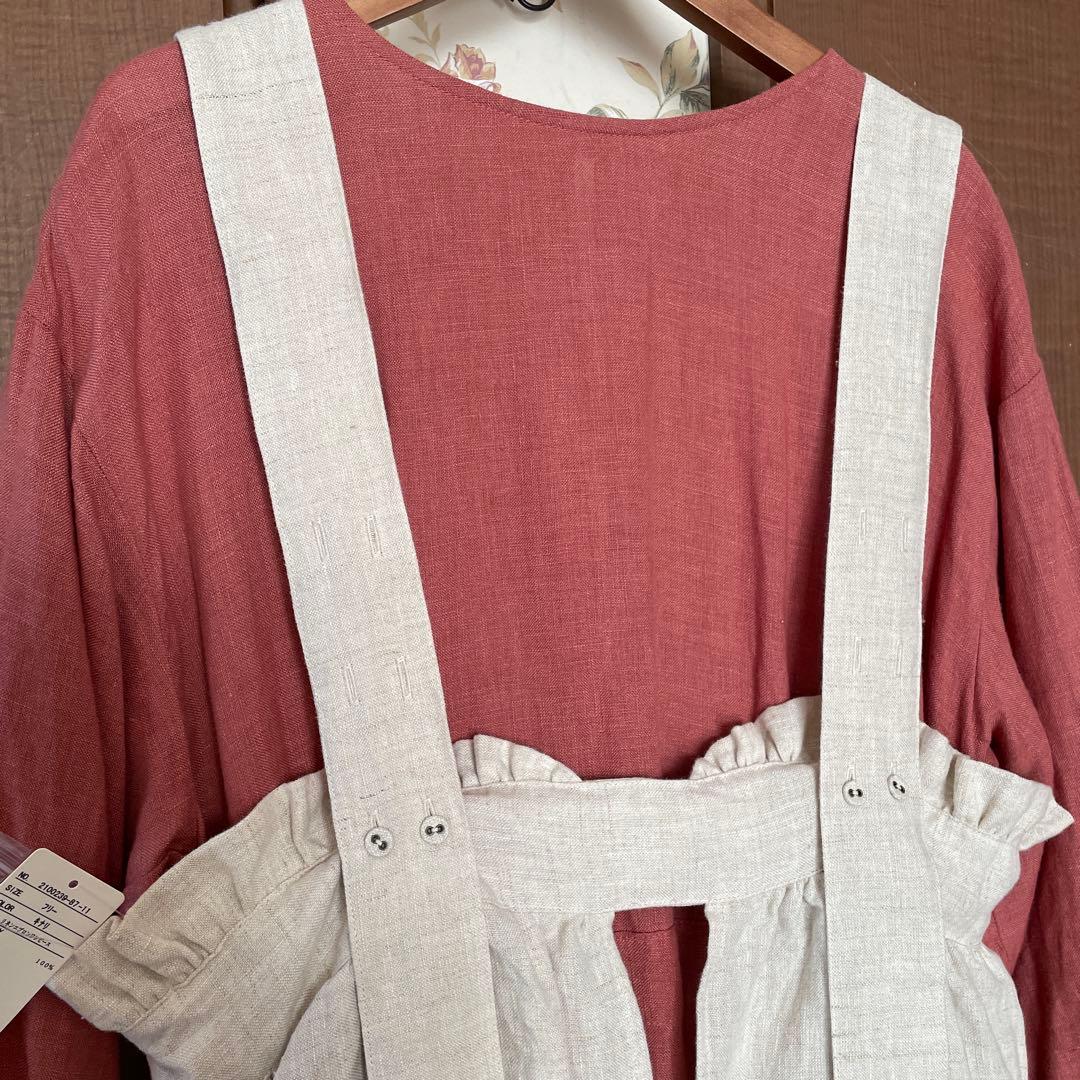 ANESAN新品サマンサモスモス　立川限定　リネンエプロンワンピースキナリ