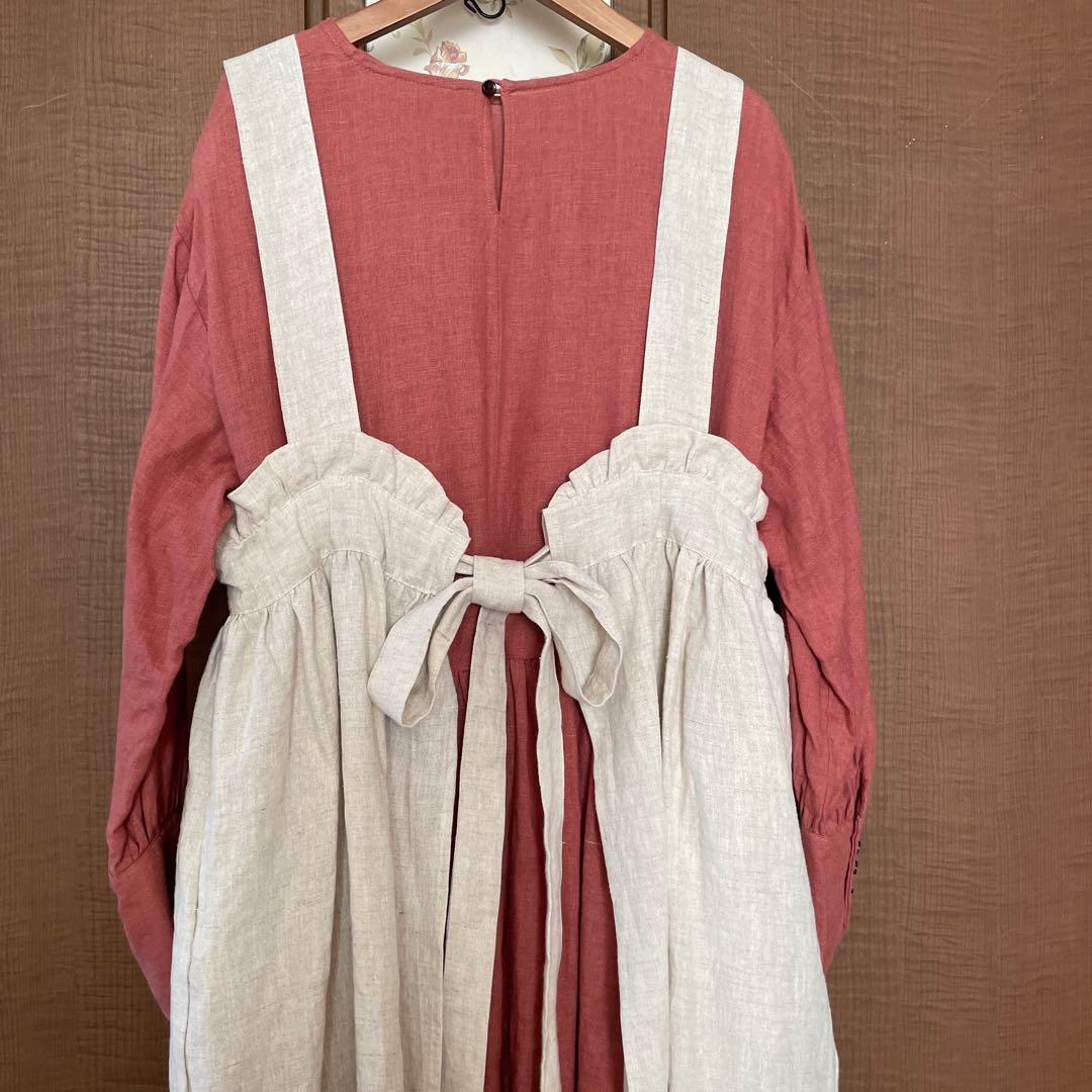 ANESAN新品サマンサモスモス　立川限定　リネンエプロンワンピースキナリ