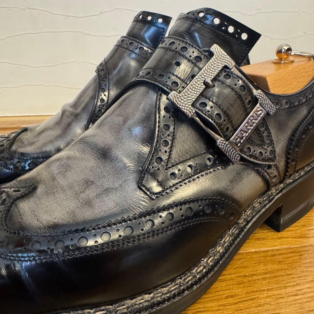 ハリス 8 イタリア製 ダブルモンクストラップ ウイングチップ