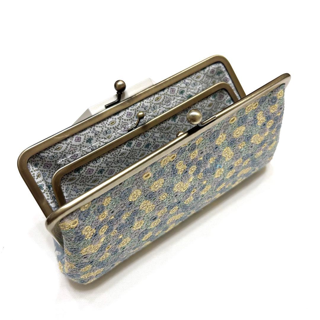 ミナペルホネン　ハンドメイド　がま口　親子長財布　ballade skyful