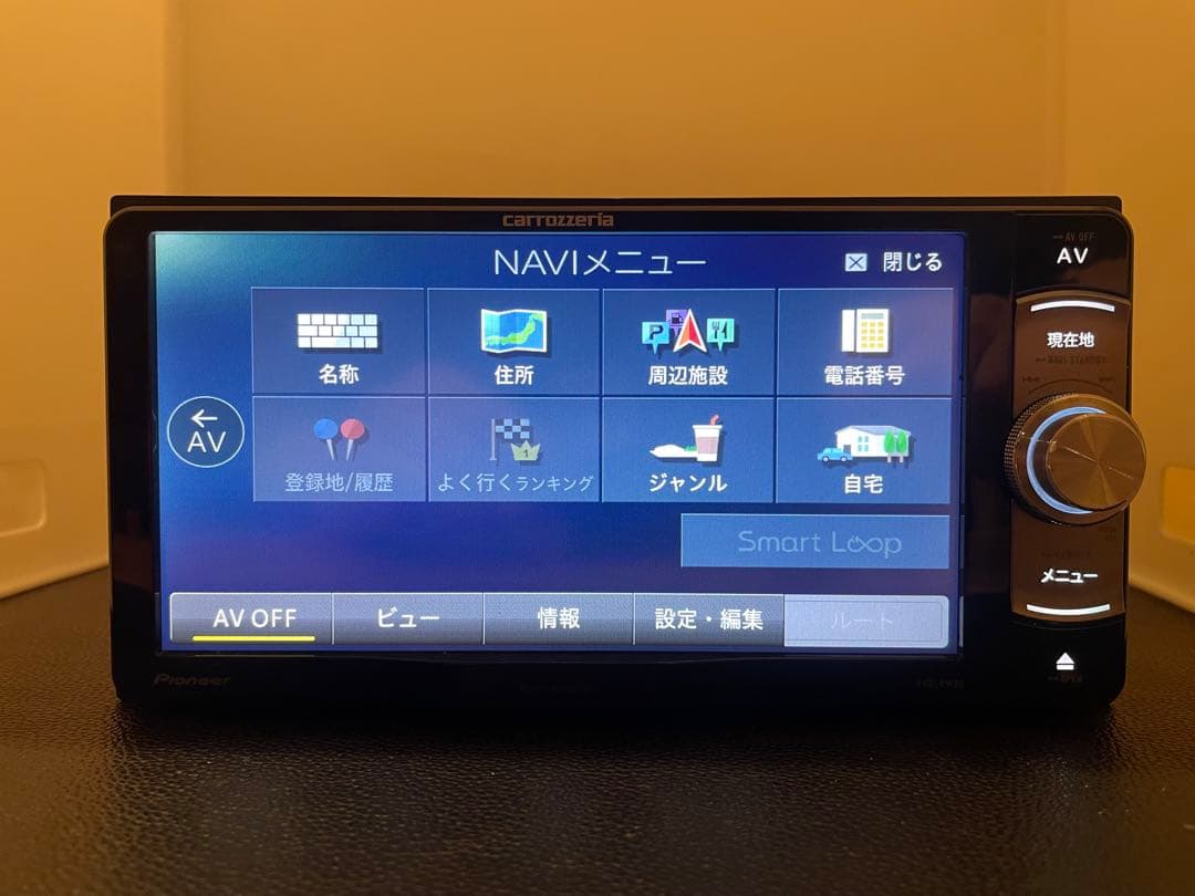 最新地図楽ナビAVIC-RW33中古200mm7Ｖ型ワンセグTV最新オービス