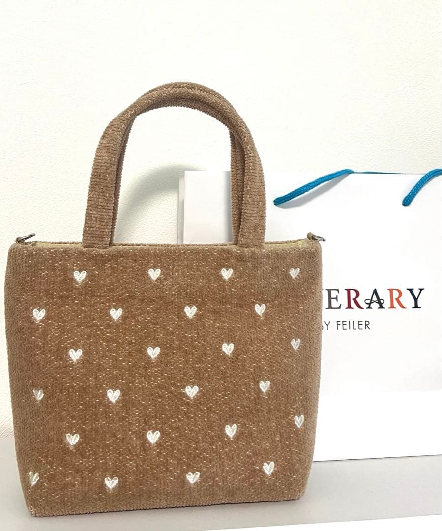 美品★FEILER フェイラー 新作 新色ラブラリーハート　バッグ ベージュ