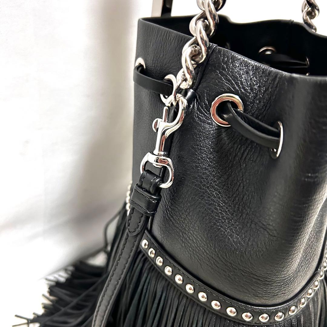 美品　J&M Davidson カーニバル　ミニ　フリンジ　ショルダーバッグ　黒