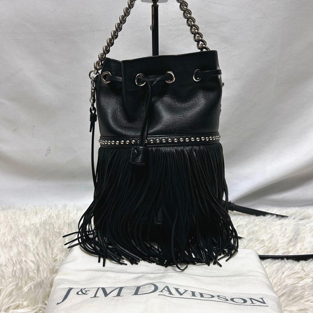 美品　J&M Davidson カーニバル　ミニ　フリンジ　ショルダーバッグ　黒