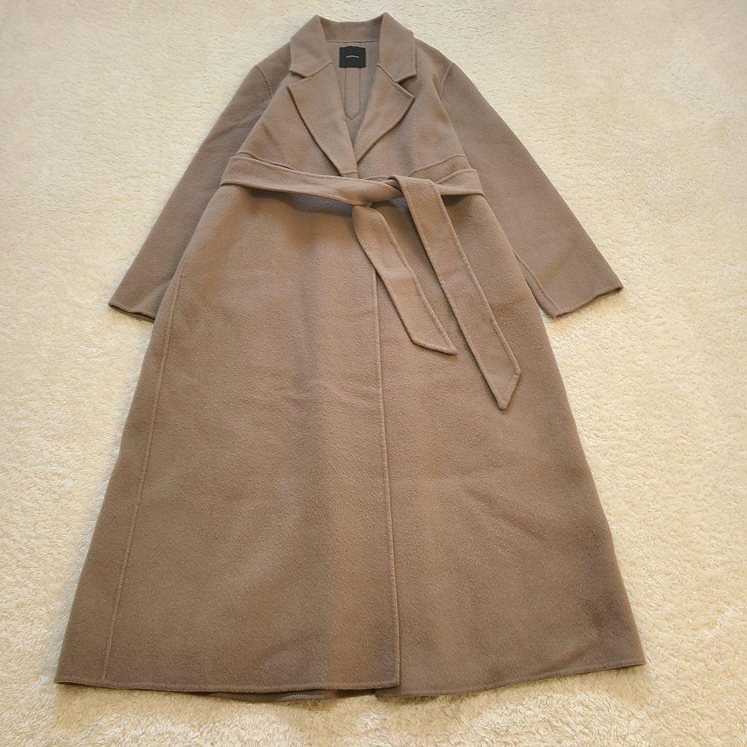 【人気】　近年モデル　アニュアンス　リバーロングコート　ロング　ベルト　Aライン
