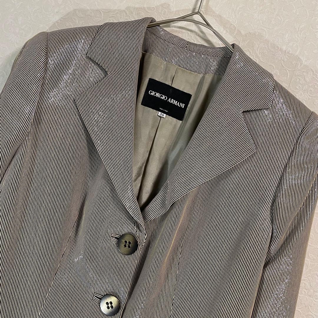 ジョルジオアルマーニ　ジャケット　光沢　ゴールドシルバー　イタリア製　38